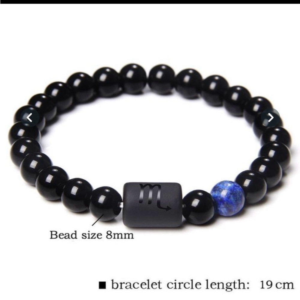 Virgo Zodiac Black Bracelet with Tiger Eye - Picture 3 of 7